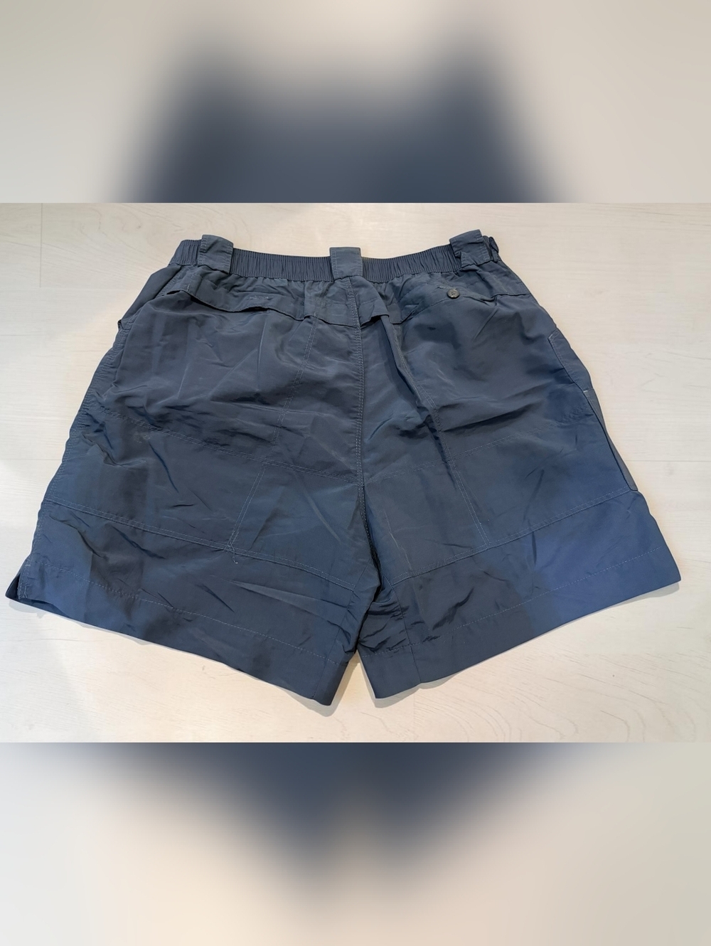 AFTCO Fishing Shorts Mens Size 42 Blue Nylon Elastic Waist Cargo Performance - Picture 2 of 4